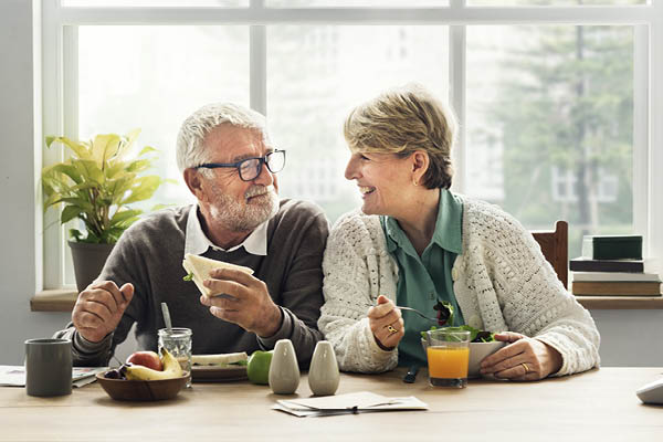 Couple eating together